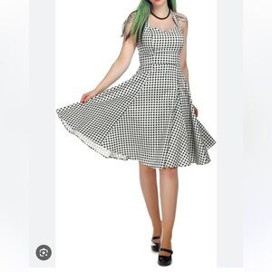 Collectif Black and White Gingham Strapless Dress